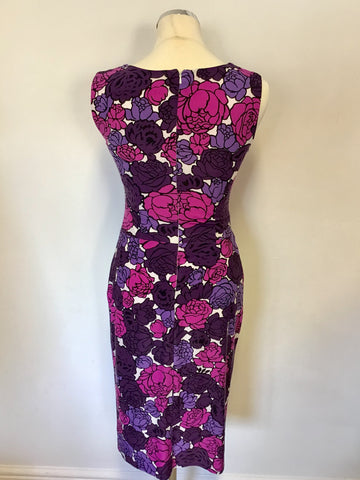 PHASE EIGHT PINK,PURPLE & WHITE FLORAL PRINT DRESS SIZE 10