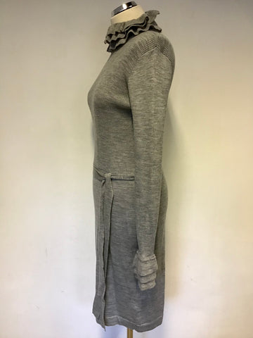 REISS FILLY GREY KNIT MERINO WOOL DRESS SIZE M