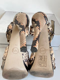 MICHAEL KORS JETSET 6 BEIGE & BROWN SNAKESKIN PRINT PLATFORM & HIGH HEEL SANDALS SIZE 6/39