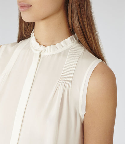 BRAND NEW REISS SIAN IVORY SILK SLEEVELESS BLOUSE SIZE 8