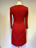 HOBBS RED COTTON FINE KNIT 3/4 SLEEVE DRESS SIZE 6
