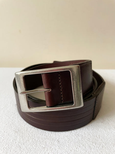 HACKETT BROWN LEATHER 1.5 INCH BUCKLE FASTEN BELT SIZE 36”