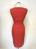 LK BENNETT NERINE SCARLET RED SLEEVELESS V NECKLINE PENCIL DRESS SIZE 8