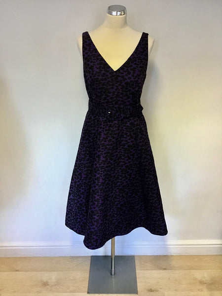 PHASE EIGHT PURPLE & BLACK PRINT SPECIAL OCCASION DRESS SIZE 12