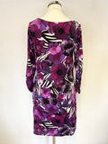 STAR BY JULIEN MACDONALD PURPLE FLORAL PRINT 3/4 SLEEVE SHIFT DRESS SIZE 8