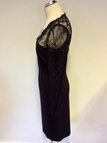 HOBBS INVITATION BLACK LACE SLEEVE PENCIL DRESS SIZE 10