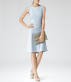 REISS LANA LIGHT BLUE SLEEVELESS SCOOP BACK A LINE DRESS SIZE 12