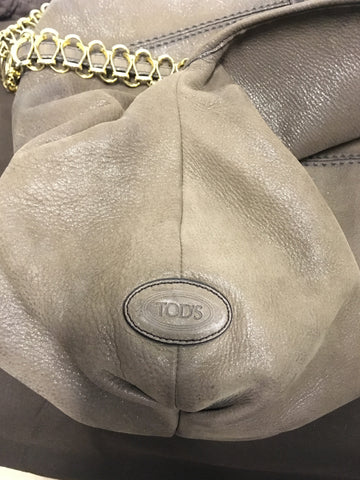 TODS BROWN LEATHER & GOLD CHAIN STRAP SHOULDER BAG