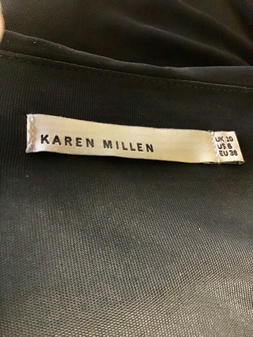 KAREN MILLEN BLACK HALTER NECK DRAPED OCCASION DRESS SIZE 10