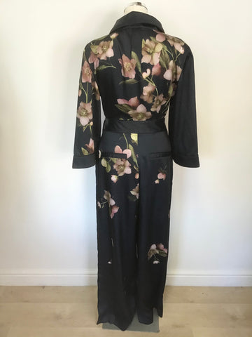 TED BAKER NAVY BLUE FLORAL KENSIDY ARBORETUM PYJAMA JUMPSUIT SIZE 2 UK 10/12