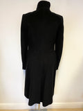 HOBBS BLACK DOUBLE BREASTED WOOL BLEND COAT SIZE 10