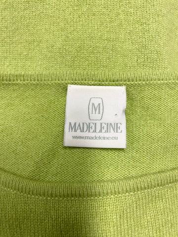 MADELEINE 100% CASHMERE LIME GREEN JUMPER SIZE 10/12
