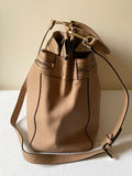 MODALU CAMEL LEATHER TOTE BAG WITH DETACHABLE SHOULDER STRAP
