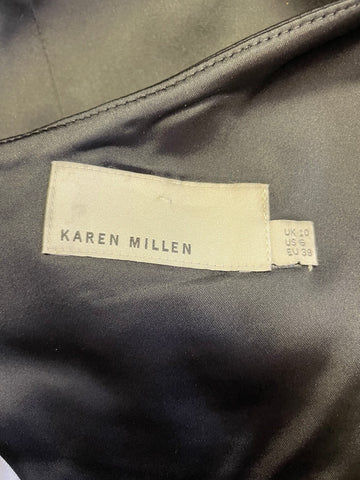 KAREN MILLEN BLACK & TURQUOISE ONE SHOULDER SPECIAL OCCASION DRESS SIZE 10