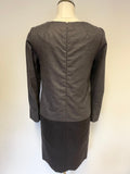 JAEGER GREY 2 TONE WOOL BLEND LONG SLEEVE SHIFT DRESS SIZE 8