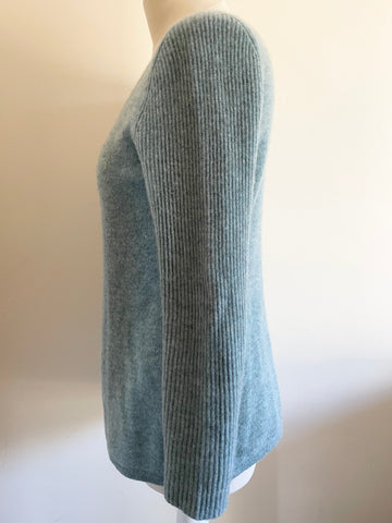 PURE COLLECTION 100% CASHMERE PALE TURQUOISE LONG SLEEVED JUMPER SIZE 14
