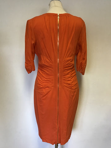 WHISTLES ORANGE SILK SHORT SLEEVE DRESS SIZE 14