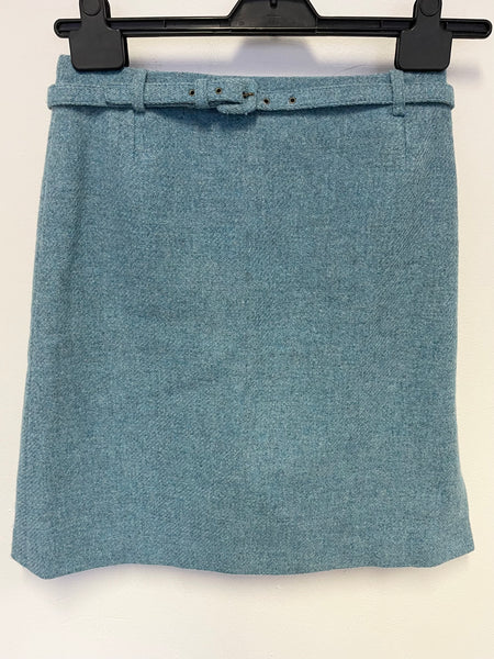 MAX MARA TURQUOISE WOOL BELTED PENCIL SKIRT SIZE 10