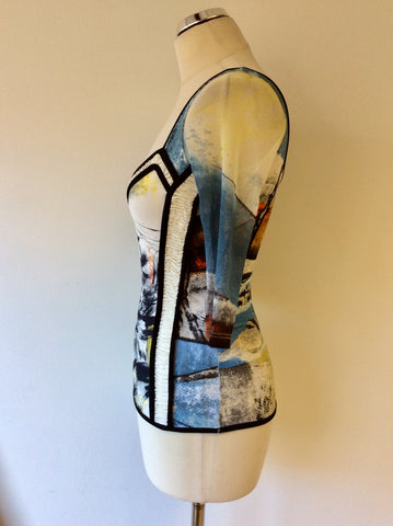 LEGATTE JEANS MULTI COLOURED PRINT TOP SIZE 12