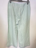 NOA NOA MINT GREEN SILK & LINEN BLEND EMBROIDERED & SEQUIN TRIM WIDE LEG TROUSERS SIZE M