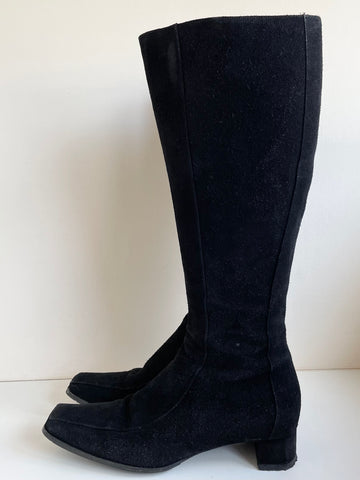 HOBBS BLACK SUEDE KNEE LENGTH BOOTS SIZE 6/39