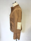 KRIZIA JEANS TAN & CREAM TRIM LIGHTWEIGHT ZIP UP JACKET SIZE 16 BUT FIT UK 12/14