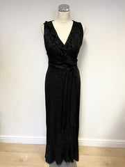 BRAND NEW PHASE EIGHT NERONA BLACK & SILVER LURES WRAP ACROSS LONG EVENING DRESS SIZE 10
