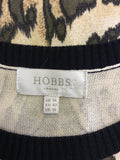 HOBBS CAMEL & BLACK PRINT KNIT SHIFT DRESS SIZE 14