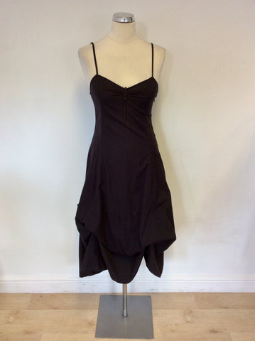 EMPORIO ARMANI BLACK COTTON STRAPPY PARACHUTE SKIRT DRESS SIZE 12 FIT UK 8/10