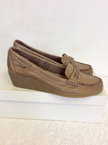 MODA IN PELLE LIGHT BROWN LEATHER WEDGE HEELS SIZE 4/37