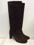 DOLCIS DARK BROWN SUEDE KNEE LENGTH HEELED BOOTS SIZE 6/39