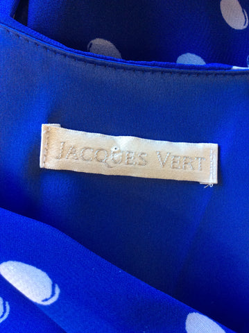 JACQUES VERT BLUE & WHITE SPOT SPECIAL OCCASION DRESS SIZE 12