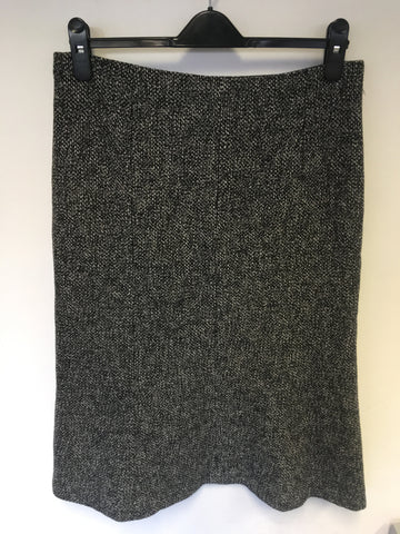 HOBBS BLACK & WHITE MARL WOOL & CASHMERE SKIRT SIZE 14