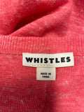 WHISTLES CORAL LINEN BLEND V NECK RELAXED FIT JUMPER SIZE L