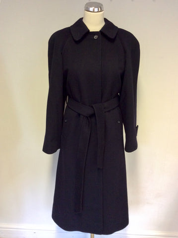 BURBERRY’S DARK BLUE 100% CASHMERE BELTED COAT SIZE 6