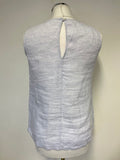 THE WHITE COMPANY PALE BLUE LINEN SLEEVELESS TOP SIZE 8