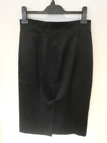 KAREN MILLEN BLACK MATT SATIN PENCIL SKIRT SIZE 12