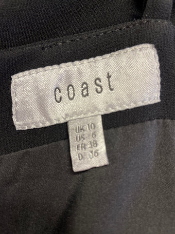 COAST BLACK SLEEVELESS FRILL TRIM SPECIAL OCCASION PENCIL DRESS SIZE 10