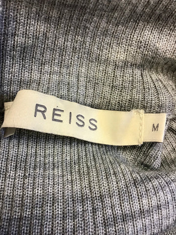 REISS FILLY GREY KNIT MERINO WOOL DRESS SIZE M