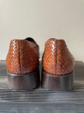 KINGSMILL TAN PLAITED WEAVE ITALIAN ALL LEATHER SLIP ON SHOES SIZE 7/40