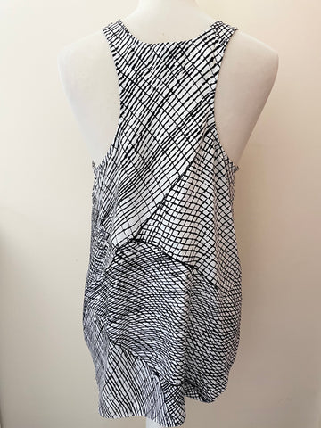 REISS BLACK & IVORY PRINT SLEEVELESS RACE BACK TOP SIZE 12