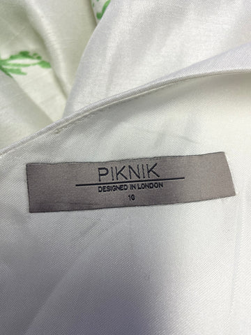 PIKNIK IVORY & FLORAL PRINT SLEEVELESS FIT & FLARE DRESS SIZE 10