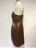 BCBGMAXAZRIA NUTMEG BROWN SILK BLEND STRAPPY SPECIAL OCCASION DRESS SIZE 12