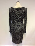 LK BENNETT MARIELLA BLACK & GREY LEOPARD PRINT DRESS SIZE 10
