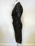 BRAND NEW ZARA BLACK WITH SILVER & GOLD SEQUINS HALF SLEEVE PENCIL DRESS SIZE L