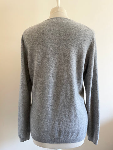 PURE COLLECTION 100% CASHMERE GREY LONG SLEEVED JUMPER SIZE 14