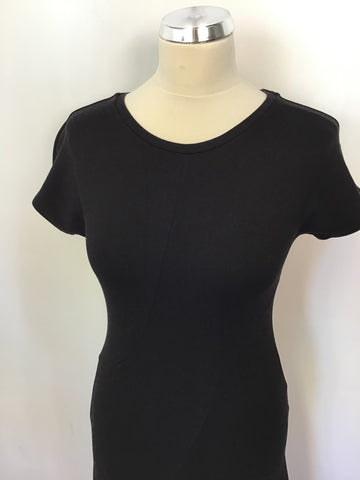 WHISTLES BLACK CAP SLEEVE STRETCH JERSEY DRESS SIZE 12 ALSO SIZE 8/10