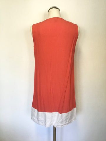 JOULES CORAL & WHITE TRIM SLEEVELESS TUNIC TOP SIZE 12