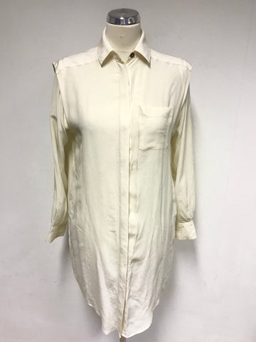 ALL SAINTS MADISON IVORY SILK SHIRT DRESS SIZE 6 BUT WILL FIT LARGER