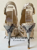 LK BENNETT CAPRI BEIGE & LAVENDER SNAKESKIN HEEL SANDALS SIZE 7/40
